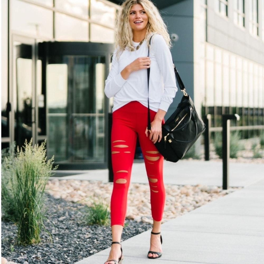 COPY - Zyia Red Slashed Luxe Hi-Rise 7/8 24" size 8-10